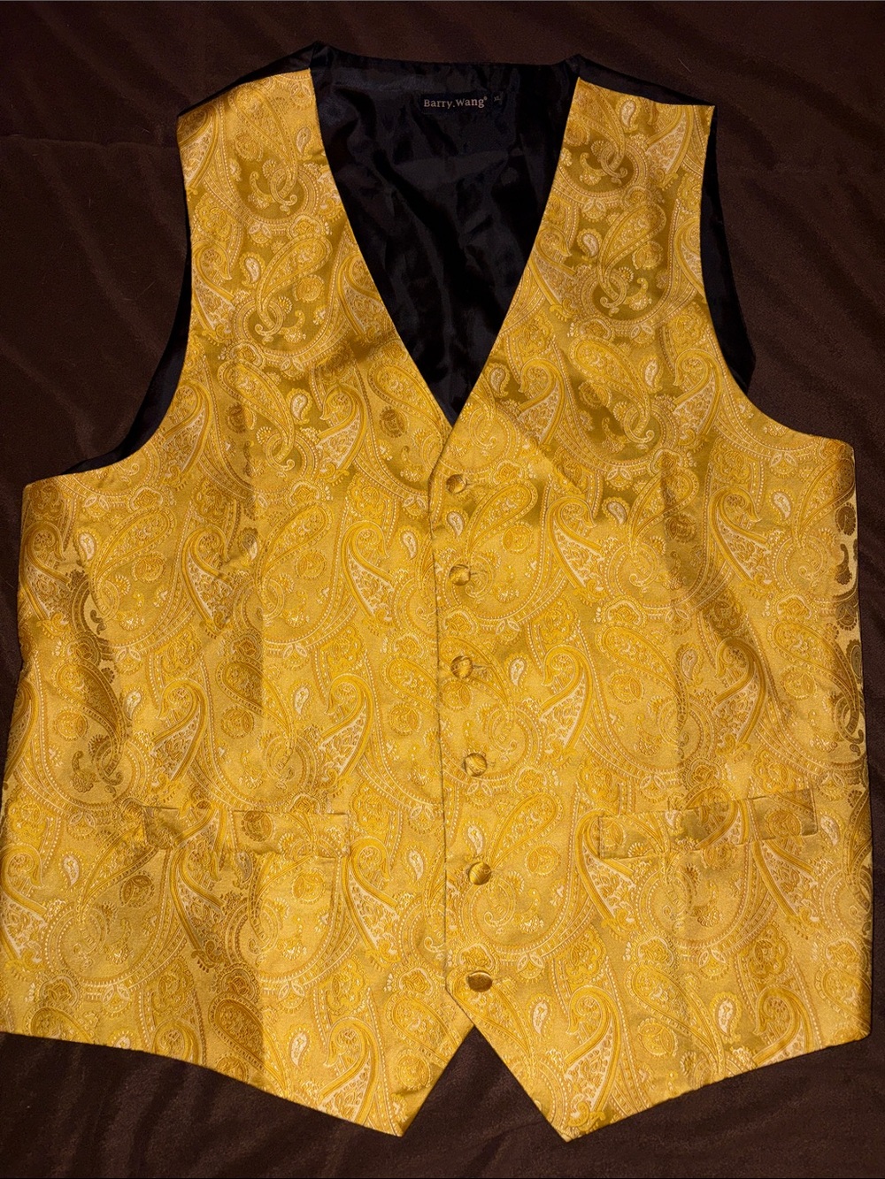 Men's Gold Paisley Dress Vest by Barry Wang. Size extra large.